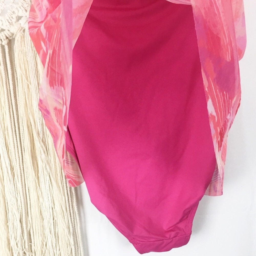 NWT LRL Calypso Pink One Piece Layered Swim Suit - Picture 6 of 8
